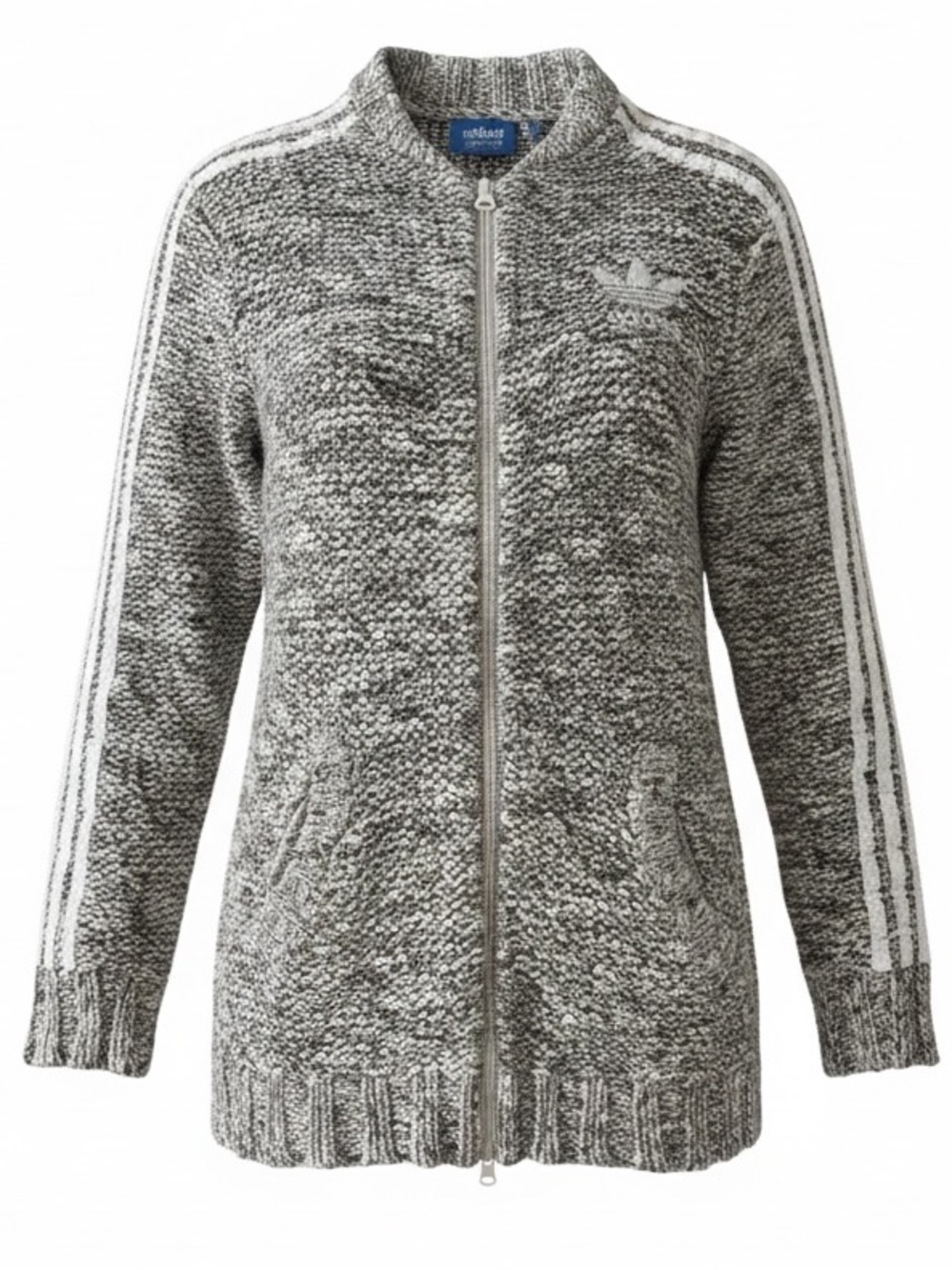 Adidas Originals Gray Marled Knit Zip Cardigan Jacket
